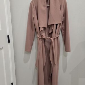 Stretchy Mauve Pink Drape Wrap Coat Medium